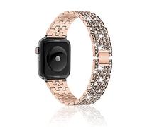 Niboow Cinturino per Apple Watch 38mm 40mm 41mm 42mm Series 10/Series 9/Series 8/Series 7/Series 6/Series 5/Series 4/Series 3/2/1, Donna Metallo Diamante Cinturini per Apple iWatch SE/SE 2 - Oro Rosa