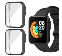 Niboow Cover [2 Pezzi] Compatibile con Xiaomi Mi Watch Lite, Con Pellicola Protettiva, Protezione Ultra Sottile TPU Custodia, Morbida Custodiain Compatibile con Xiaomi Mi Watch Lite-Nero/Nero