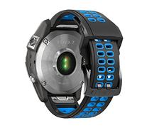 Niboow QuickFit 22mm Cinturino per Garmin Fenix 7 PRO Solar/Fenix 7/Garmin Epix 2 PRO 47mm, Silicone Sostitutivo Braccialetto per Garmin Fenix 6 GPS/6 PRO GPS/5/5 Plus/Garmin Descent G1- Nero/Blu