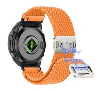 Niboow QuickFit 22mm Intrecciato Cinturino per Garmin Fenix 8/Fenix E 47mm/Fenix 7 Pro/Fenix 7/Fenix 6/Fenix 6 Pro, Traspirante Nylon Cinturini per Garmin Descent G2/Tactix 8 47mm - Arancione