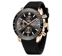 NIBOSI Orologi da uomo analogico al quarzo cronografo impermeabile data luminosa oro rosa argento cinturino in silicone da uomo moda casual orologi per uomini classico elegante regalo (rosa nero)