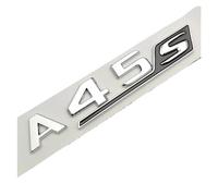 NIBOTT Lettere cromate Nere 3D for Adesivi Logo Auto Adatti for Mercedes A45S AMG W177 Accessori Turbo 4matic Emblema Baule Posteriore Distintivo(A45S Chrome Silver)