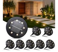 NIBSHOOM 8 Pezzi Luci Solari da Giardino, IP68 Impermeabili Faretti Solari a Led da Esterno, 8 LED Lampade a Lunga Durata, Luci Esterno per Giardino, Terrazze (Bianca Calda)