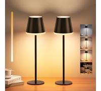NIBSHOOM Lampada da Tavolo Senza Fili Dimmabile,5200mAh Lampada da Tavolo Ricaricabile con 3 Temperature del Colore, Altezza Regolabile e IP54 per Esterno, Camera da Letto-2 pezzi