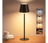 NIBSHOOM Lampada da Tavolo Senza Fili Dimmabile,5200mAh Lampada da Tavolo Ricaricabile con 3 Temperatura del Colore,Altezza Regolabile e IP54 Impermeabile per Esterno,Camera da Letto,Sala da Pranzo