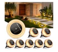 NIBSHOOM Luci Solari da Esterno, 8 Pezzi Luci Solari da Giardino, Faretti Solari Piatti da Esterno impermeabili IP68, Luci Solari Lunga Durata, Lampade Solari per Giardino, Patio, Vialetto, Luce Calda