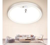 NIBSHOOM Plafoniera con Sensore di Movimento 1PCS,18W 3000K/4000K/6500K Plafoniera LED Soffitto,Ultrasottile IP44 Impermeabile,lampada led soffitto per Corridoio Scale Balcone Garage Bagno Ø22cm