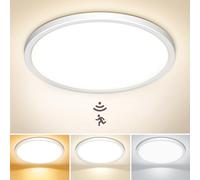 NIBSHOOM Plafoniera con Sensore di Movimento, 3000K/4000K/6500K 18W IP44 impermeabile Plafoniera Soffitto, Lampadario LED Soffitto con Sensore Radar per Corridoi, Scale, Garage, φ22cm