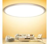 NIBSHOOM Plafoniera LED Rotonda Piatta 3000K, 24W/2400LM/IP44 Impermeabile Ultrasottile, Moderno Semplice Lampada per Soffitto, Bagno, Soggiorno, Camera, Cucina, 300*17mm