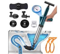 NiC IS COCNG Stura WC, Pompa stura scarichi a Pressione, sturatubi aria compressa, stura lavandini e scarichi Professionale, 3 Diverse Ventose e la Pulizia del lavandino