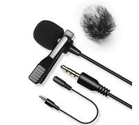 Nicama 6M Microfono Lavalier con Pelliccia Parabrezza, LVM3 Microfono a Condensatore per Fotocamera Canon Nikon Sony Videocamera Registratori Audio Smartphone iPhone iPad PC