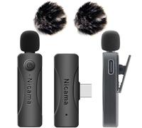 Nicama AS12 Microfono Lavalier Wireless USB-C per iPhone 15 16 Tipo-C Android Samsung Smartphone Laptop Live Streaming, podcast, Vlog, YouTube/TikTok (2TX+RX)