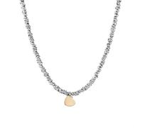 NICANDRA Collana Donna Intrecciata Nodini con Cuore - Girocollo in Acciaio Inossidabile Placcato Argento Regolabile 40-48 cm - Simbolo di Amore