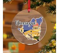 Nicaragua Ornamento natalizio famoso monumenti della città poster rotondo ricordo dischi acrilici trasparenti edificio moderno opera d'arte paesaggio urbano ciondolo per albero di Natale decorazione