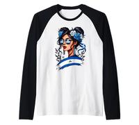 Nicaraguense Girl Messy Bun Hispanic Heritage Month Uomini Donne Maglia con Maniche Raglan