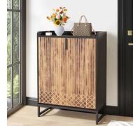 NicBex Scarpiera moderna da 75 cm, a 5 ripiani, con ripiani regolabili e 2 ante, scarpiera autoportante per ingresso, corridoio, armadio, marrone + nero