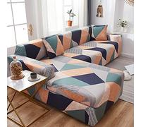 NICCEN Stampato elasticizzato 2 pezzi Copridivano Angolare Morbidezza Mobili Copridivano con Penisola Fodera per Divano con Penisola per Soggiorno Animali Bambini -13-3 posti+3 posti