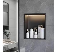 Nicchia da doccia ad incasso fai da te, nicchia da parete in acciaio inossidabile 304 nero opaco a 1/2/3 livelli, mensola da doccia facile da installare for ristrutturazione del bagno e stoccaggio