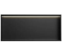 Nicchia da incasso in acciaio inossidabile con LED, non necessita di piastrelle, finitura in metallo, ideale per l'organizzazione del bagno, nero, 62 x 32 x 12,5 cm
