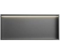 Nicchia da incasso in acciaio inox con LED, non necessita di piastrelle, finitura in metallo, ideale per l'organizzazione del bagno, grigio, 62 x 32 x 12,5 cm