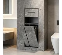 Nicchia da Muro Piastrellabile con Cestino e Porta Rotolo, Mobiletto da Bagno Incassato a Scomparsa, Organizer Porta Carta Igienica a Muro in Acciaio Inox