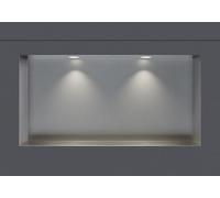 Nicchia da parete in acciaio inox NT306010X senza bordo con faretti LED - 30 x 60 x 10 cm (A x L x P) - colore selezionabile, Colore:Acciaio satinato, LED-Spot:2x Spot Einbaurahmen Weiß matt