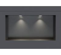 Nicchia da parete in acciaio inox NT306010X senza bordo con faretti LED - 30 x 60 x 10 cm (A x L x P) - colore selezionabile, Colore:Gunmetal, LED-Spot:2x Spot Einbaurahmen Weiß matt