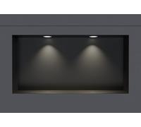 Nicchia da parete in acciaio inox NT306010X senza bordo con faretti LED - 30 x 60 x 10 cm (A x L x P) - colore selezionabile, Colore:nero, LED-Spot:2x Spot Einbaurahmen Weiß matt