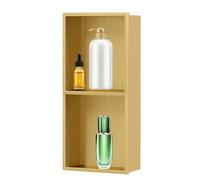 Nicchia da parete per bagno, in acciaio inox, con doppio ripiano, nicchia da doccia incassata, contenitore da parete integrato per l'organizzazione del bagno e soluzione salvaspazio, articoli