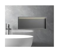 Nicchia da parete per bagno, in acciaio inox, con LED, per doccia, grande capacità, mensola da bagno impermeabile, organizer da incasso a parete per l'installazione di stoccaggio, 72x32x12,5 cm