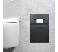 Nicchia Da Parete Per Doccia In Acciaio Inossidabile Con Porta Carta Igienica E Ripiano Integrato, Organizer Salvaspazio Per Il Bagno Con Cestino Per Soluzioni Di Stoccaggio Efficienti, Nero, 11,8X19
