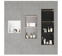Nicchia Doccia Con Striscia Luminosa A LED, Contenitore Da Incasso In Acciaio Inox, Mobiletto Da Parete Per Il Bagno, Facile Da Installare, Adatto Per L'arredo Di Bagno, Soggiorno(Grey,120x28x12.5 cm)