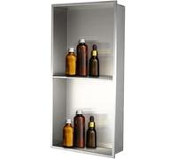 Nicchia Doccia da Incasso A 2 Livelli, Doppia Nicchia Doccia in Acciaio Inox 304 per Ristrutturazione del Bagno Shampoo da Bagno Sapone Articoli da Toeletta, Un Pezzo, Facile Installazi, Silver