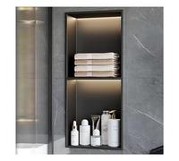 Nicchia doccia da parete con luce LED, nicchia incorporata, nessuna piastrella richiesta, 70 x 28 x 12,5 cm, soluzione moderna per riporre oggetti, elegante organizer per doccia, design impermeabile