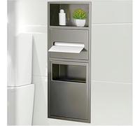 Nicchia doccia in acciaio inox con cestino integrato e porta carta igienica da incasso, soluzione salvaspazio per bagno, per case, ristoranti e hotel