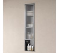 Nicchia doccia in acciaio inox ispessito con porta in vetro, design integrato a prova di perdite, rivestimento elettrostatico 3D a spruzzo da incasso, mensola da parete per bagno e cucina