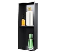 nicchia doccia, Nicchia da incasso in acciaio inossidabile, nicchia for doccia in 304, montare sopra, nero e grigio, 11,02x27,55x4,92 pollici(Black)