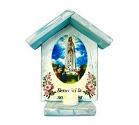Nicchia in legno con Madonna di Fatima. Wooden niche with Our Lady of Fatima