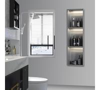 Nicchia per doccia a LED in acciaio inox con strisce luminose, mensola da incasso a parete per bagno, non necessita di piastrelle, migliora lo spazio della doccia