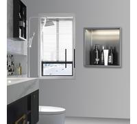 Nicchia per doccia a LED in acciaio inox con strisce luminose, mensola da incasso a parete per bagno, non necessita di piastrelle, migliora lo spazio della doccia