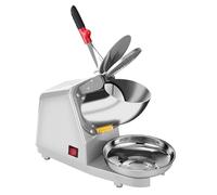 NICCOO Elettrico Tritaghiaccio,Tritaghiaccio a Doppia Lama 300W, con Ciotola in Acciaio Inossidabile,Cono della Neve del Ghiaccio di Tritaghiaccio,per Bar e Ristoranti(Bianco Argento)