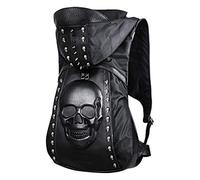 nice--buy Zaino con cappuccio e borchie, stile punk, stile gotico, con teschio 3D, in pelle PU, borsa a tracolla per computer portatile