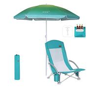Nice C Sedia da spiaggia, pieghevole, leggera, da campeggio, per adulti, con ombrellone UPF 50 e borsa frigo, per esterni (1 blu
