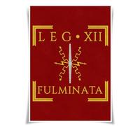 Nice Captain Poster con bandiera della legione romana, stampa su tessuto, decorazione artistica con storia dei Rom, A3 (LEGIO XII FULMINATA)