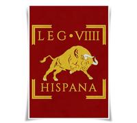 Nice Captain Stampa su tessuto con bandiera della legione romana - Arte della storia dei Rom, A3 (LEGIO VIIII HISPANA)