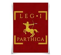 Nice Captain Stampa su tessuto con bandiera della Legione Romana - Storia dei Rom, decorazione artistica A3 (LEGIO I PARTHICA)