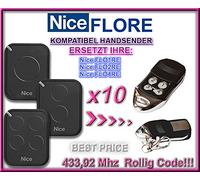 NICE FLO1RE, NICE FLO2RE, NICE FLO4RE 433,92 MHz, telecomando di ricambio compatibile, trasmettitore manuale universale, trasmettitore manuale compatibile, trasmettitore, esatz, remoto, 10 pezzi