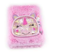 Nice Group - Magic Unicorn - Dreamycorn Mini Diary, Mini Diario Unicorno con Morbido Pelo Rosa, Penna Unicorno e Portaoggetti