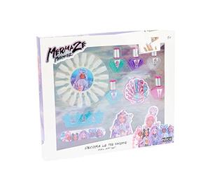Nice Group - Mermaze Nail Art Set - Kit di Smalti per Unghie con gemme e stickers adesivi, separa dita e lima per bambini