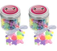 Nice Group - PERLINE ABC Candy Beads - 1 barattolo a sorpresa, per creare braccialetti DIY con Lettere, Stelle, Caramelle, Cuori, Fiori, Orsetti per bambine e ragazze (Confezione da 2)